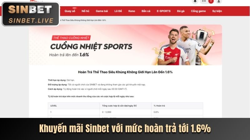 Tỷ lệ hoàn trả cao và chính sách trả thưởng hấp dẫn của Sinbet